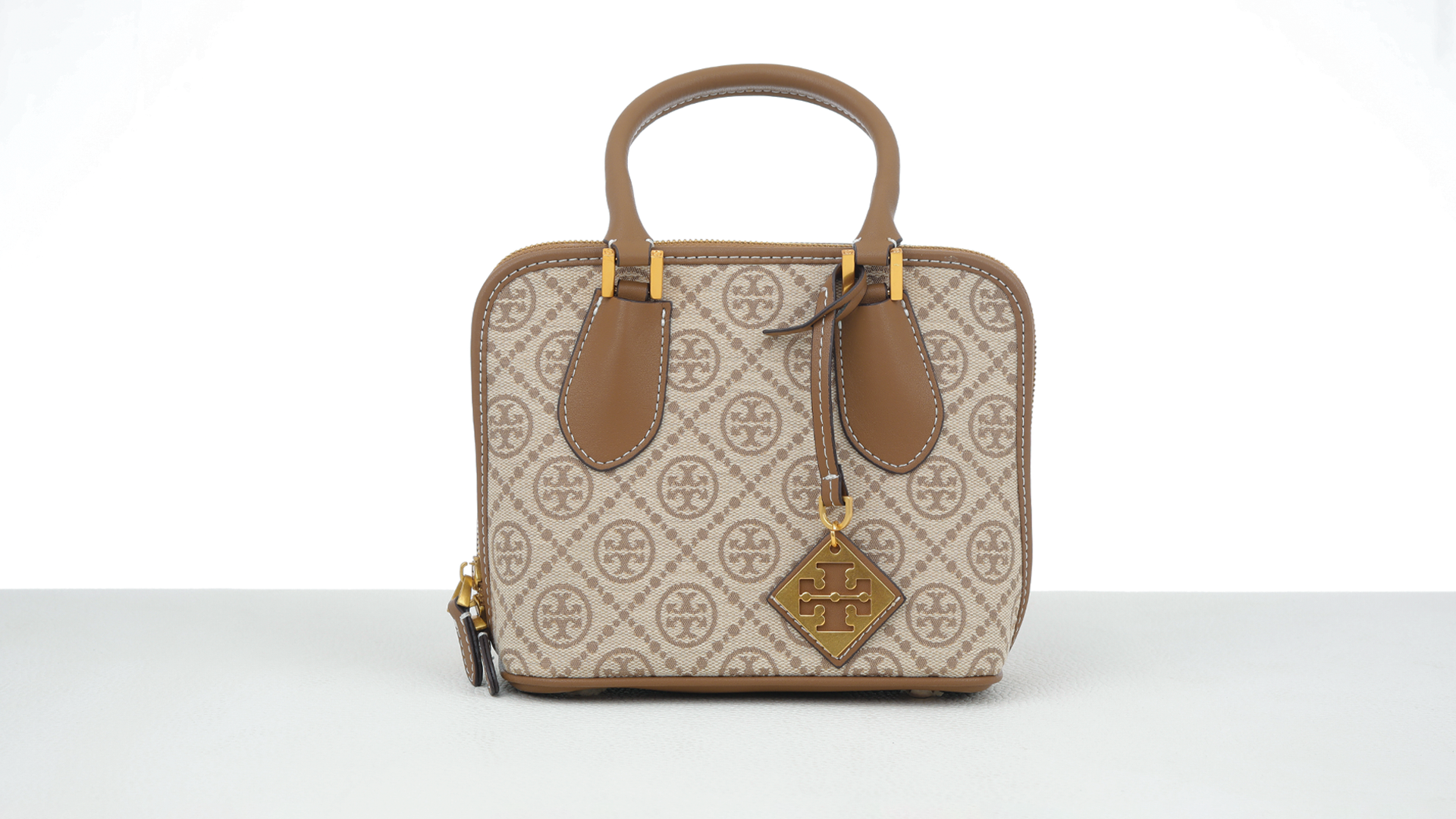 Tory burch Mini T Monogram Raffia Swing Satchel: women's designer
