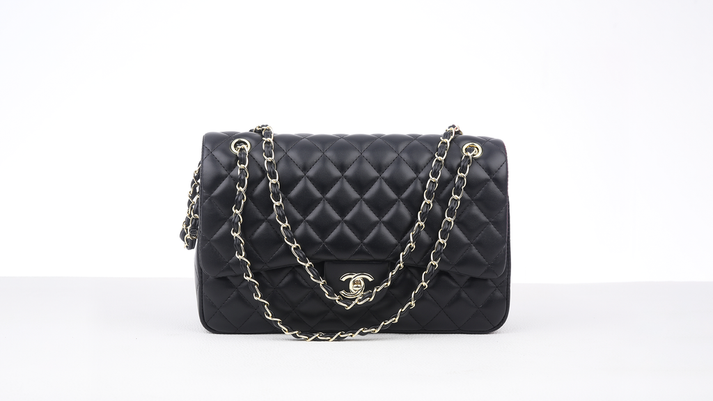 Black Quilted Leather medium Classic Double Flap Bag