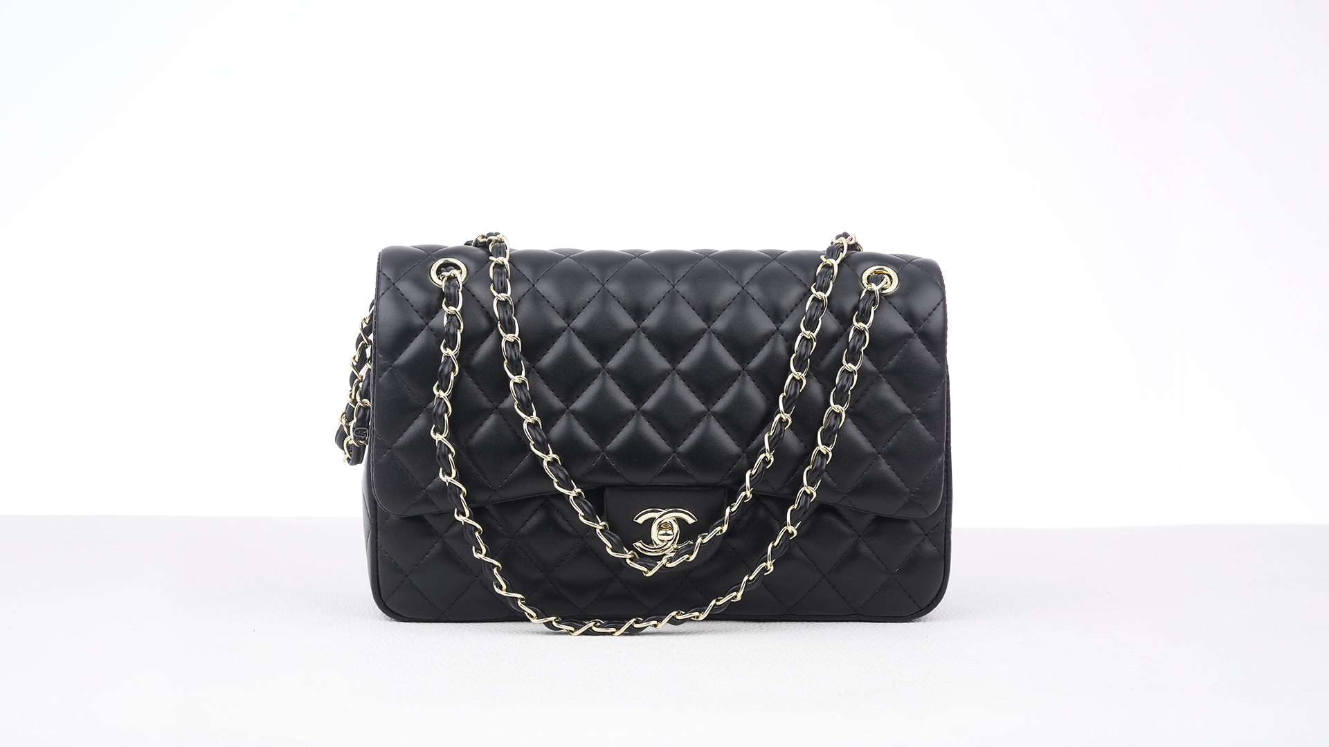 Black Quilted Leather medium Classic Double Flap Bag
